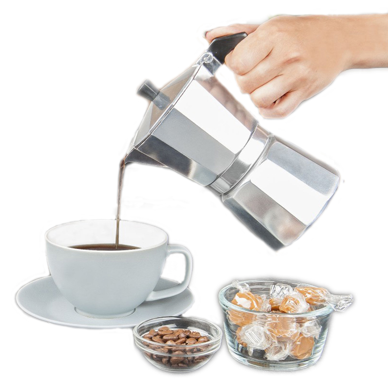 Quality Coffee Equipment - เครื่องชงกาแฟเอสเพรสโซ่อะลูมิเนียม เครื่องชงกาแฟลาเต้ เครื่องชงกาแฟมอคค่าสไตล์อิตาเลียน กาต้มกาแฟแบบเพอร์โคเลเตอร์ 1 ถ้วย/3